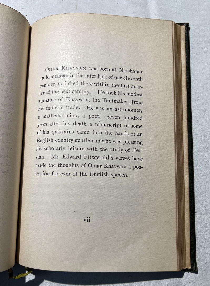 Omar Khayyam preface before McCarthy prose