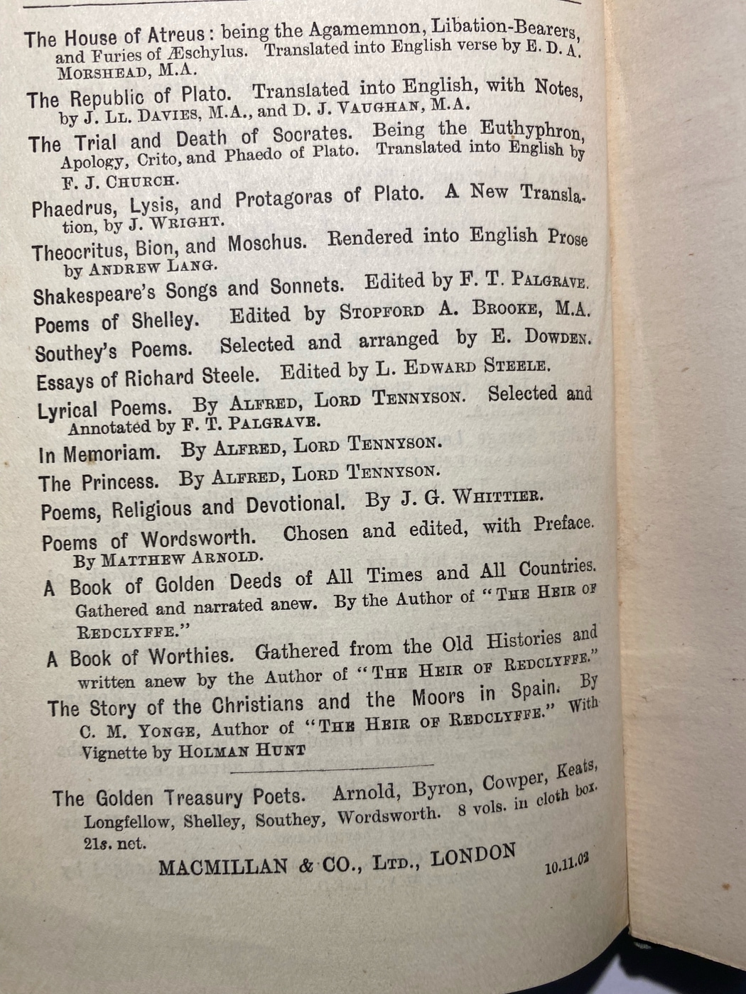 Series list from the publisher, Final Page