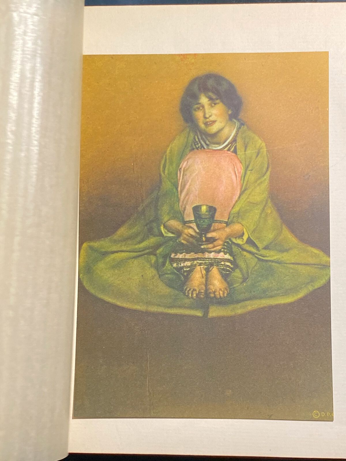 Art of woman sitting with cup