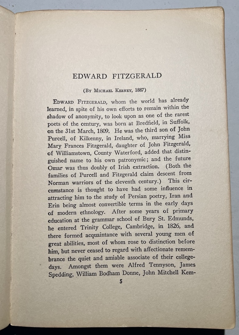 Edward FitzGerald, Biographical Preface, by Michael Kerney