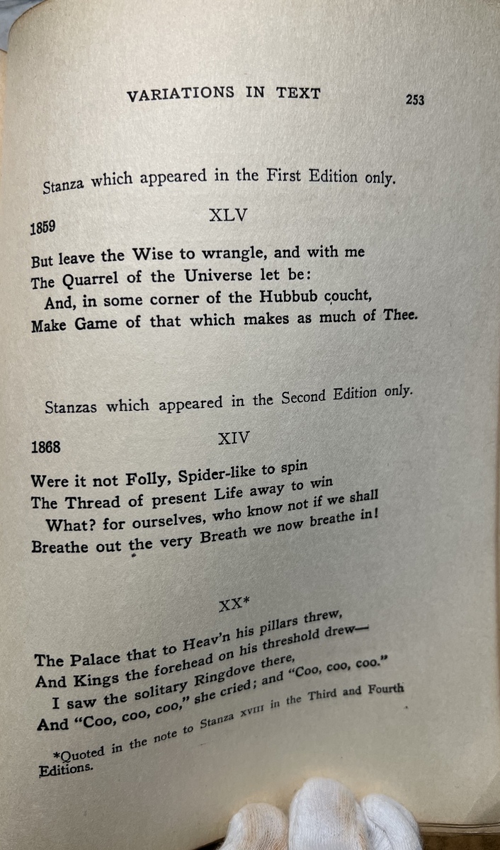 Stanzas appearing only in first or second edition only