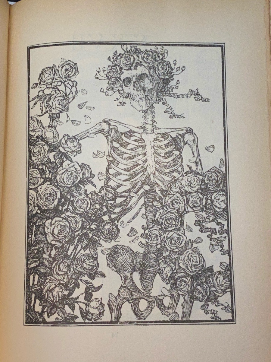 Skeleton covered with flowers