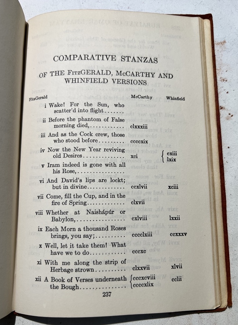 Comparative stanzas of the three versions