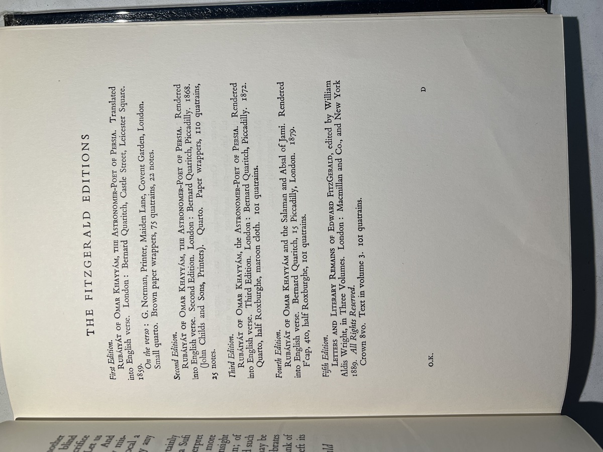 List of the FitzGerald editions